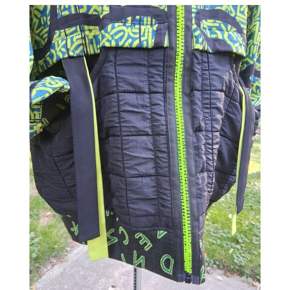 Black Lime Green Blue Quilted hoodie Jacket Plus Size - Picture 4 of 7